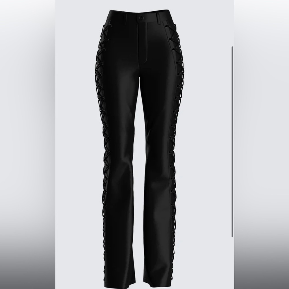 Antoinette lace up pants high waist straight leg plus size